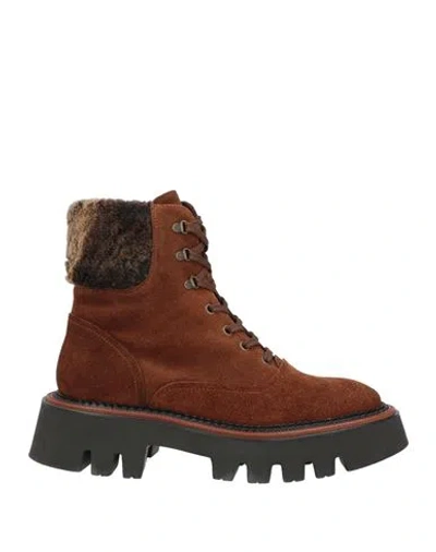 RAS RAS WOMAN ANKLE BOOTS BROWN SIZE 8 LEATHER