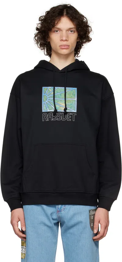 RASSVET BLACK GRAPHIC PRINT HOODIE