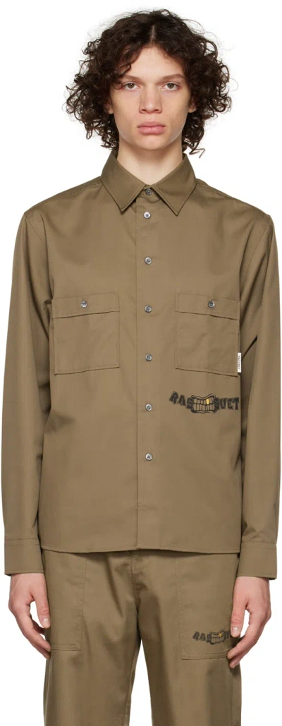 RASSVET BROWN GRAPHIC PRINT SHIRT