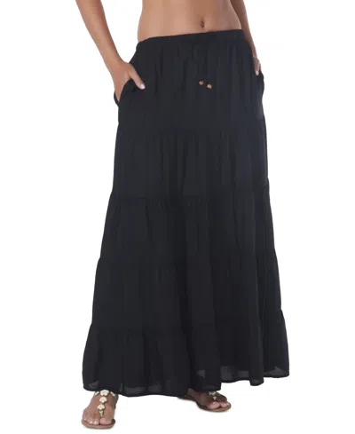 RAVIYA WOMEN'S DRAW-WAIST TIERED SKIRT COVER-UP