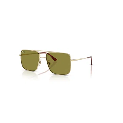 RAY BAN ARI BIO-BASED SONNENBRILLEN HELLGOLD FASSUNG GRÜN GLAS 56-16