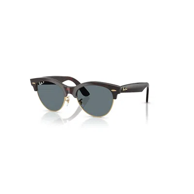RAY BAN CLUBMASTER WAY SONNENBRILLEN HAVANA ROT FASSUNG BLAU GLAS POLARISIERT 51-19