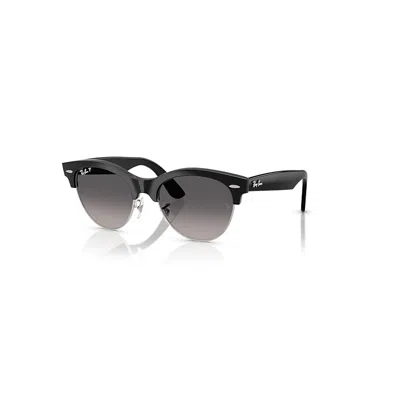 RAY BAN CLUBMASTER WAY SONNENBRILLEN SCHWARZ FASSUNG GRAU GLAS POLARISIERT 54-19