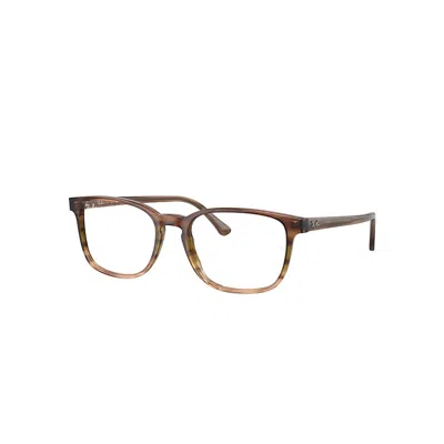 RAY BAN EYEGLASSES UNISEX RB5418 OPTICS - STRIPED BROWN & GREEN FRAME CLEAR LENSES POLARIZED 56-19