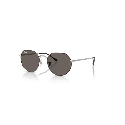 RAY BAN JACK SONNENBRILLEN MATT SILBER FASSUNG GRAU GLAS 55-20