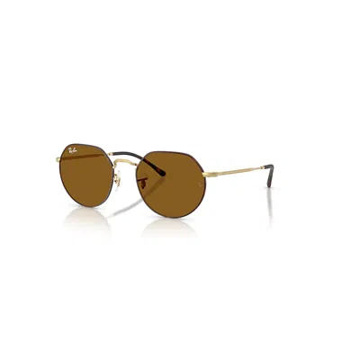 RAY BAN JACK SONNENBRILLEN MATTES ARISTA GOLD FASSUNG BRAUN GLAS 55-20