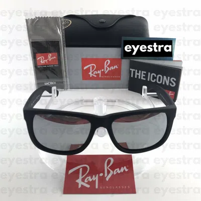 RAY BAN RAY-BAN JUSTIN POLARIZED SUNGLASSES MATTE BLACK SILVER LENS RB4165 622/6G 55MM