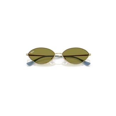 RAY BAN KAI BIO-BASED SONNENBRILLEN HELLGOLD FASSUNG GRÜN GLAS 56-15