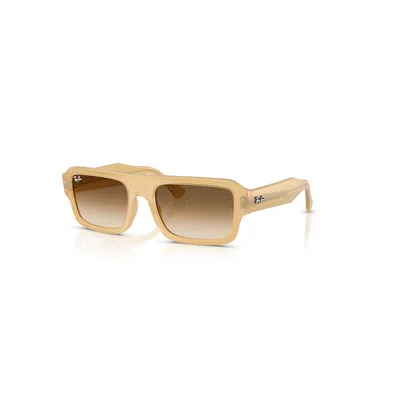 RAY BAN FLACKO BIO-BASED SONNENBRILLEN TRANSPARENT BEIGE FASSUNG BRAUN GLAS 53-20