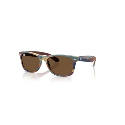 RAY BAN NEW WAYFARER CLASSIC SONNENBRILLEN BRAUN / BLAUES TARNMUSTER FASSUNG BRAUN GLAS 55-18