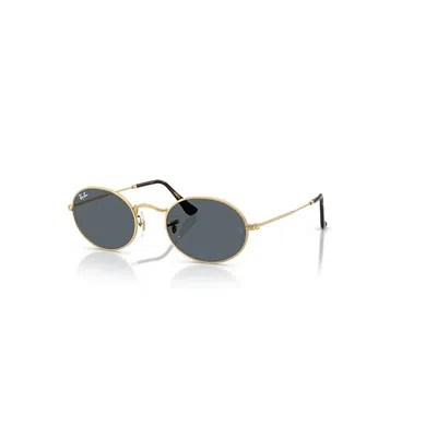 RAY BAN OVAL FLAT LENSES SONNENBRILLEN ARISTA GOLD FASSUNG BLAU GLAS 51-21
