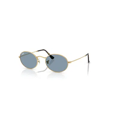 RAY BAN OVAL METAL SUMMER CAPSULE SONNENBRILLEN ARISTA GOLD FASSUNG BLAU GLAS 51-21