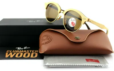 RAY BAN POLARIZED GENUINE RAY-BAN CLUB ROUND WOOD CLASSIC B15 SUNGLASSES RB 4246M 117957