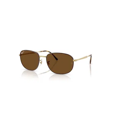 RAY BAN RB3754 SONNENBRILLEN MATTES ARISTA GOLD FASSUNG BRAUN GLAS POLARISIERT 60-19