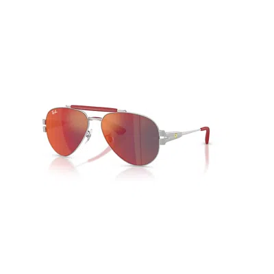 RAY BAN RB3762M SCUDERIA FERRARI COLLECTION SONNENBRILLEN SILBER MATT/SILBER FASSUNG GRAU GLAS 58-14