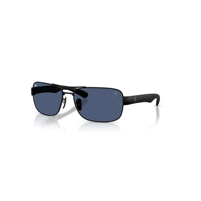 RAY BAN RB3763M SCUDERIA FERRARI COLLECTION SONNENBRILLEN MATT SCHWARZ FASSUNG BLAU GLAS 64-17