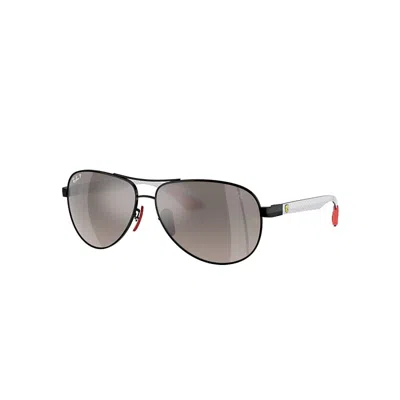 RAY BAN RB8331M SCUDERIA FERRARI COLLECTION SONNENBRILLEN CARBON HELL FASSUNG GRAU GLAS POLARISIERT 61-13