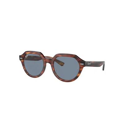 RAY BAN GINA SONNENBRILLEN HAVANA GESTREIFT FASSUNG BLAU GLAS 53-21