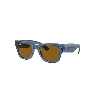 RAY BAN MEGA WAYFARER BIO-BASED SONNENBRILLEN BLAU TRANSPARENT FASSUNG BRAUN GLAS 51-21