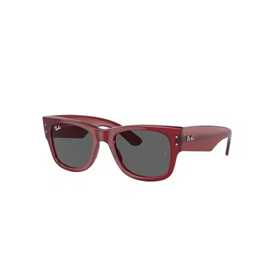 RAY BAN MEGA WAYFARER BIO-BASED SONNENBRILLEN ROT TRANSPARENT FASSUNG GRAU GLAS 51-21