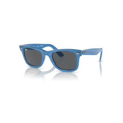RAY BAN ORIGINAL WAYFARER CHANGE SONNENBRILLEN BLAU GESTREIFT SELBSTTÖNEND FASSUNG GRAU GLAS 50-22
