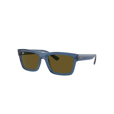 RAY BAN WARREN BIO-BASED SONNENBRILLEN DUNKELBLAU TRANSPARENT FASSUNG BRAUN GLAS 54-20