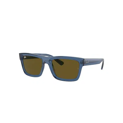RAY BAN WARREN BIO-BASED SONNENBRILLEN DUNKELBLAU TRANSPARENT FASSUNG BRAUN GLAS 57-20