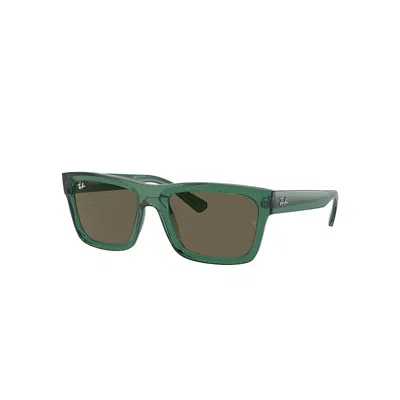 RAY BAN WARREN BIO-BASED SONNENBRILLEN TRANSPARENT GRÜN FASSUNG BRAUN GLAS 54-20