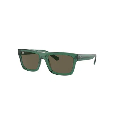 RAY BAN WARREN BIO-BASED SONNENBRILLEN TRANSPARENT GRÜN FASSUNG BRAUN GLAS 57-20