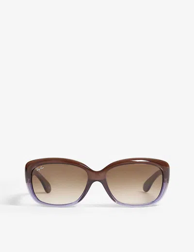 RAY BAN WOMENS BROWN RB4101 JACKIE OHH RECTANGLE-FRAME SUNGLASSES