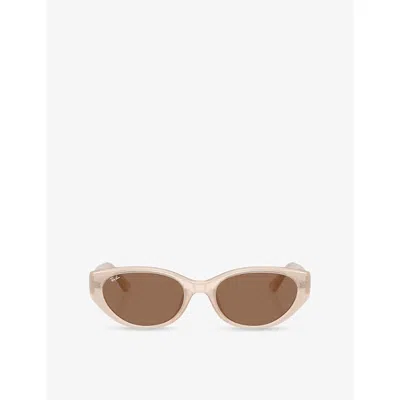 RAY BAN WOMENS BROWN RB4457D PILLOW-SHAPE INJECTED SUNGLASSES