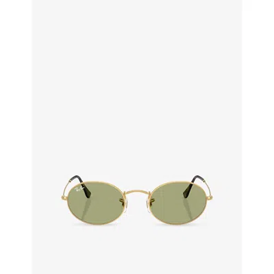 RAY BAN WOMENS GOLD RB3547 OVAL METAL SUMMER CAPSULE OVAL-FRAME METAL SUNGLASSES