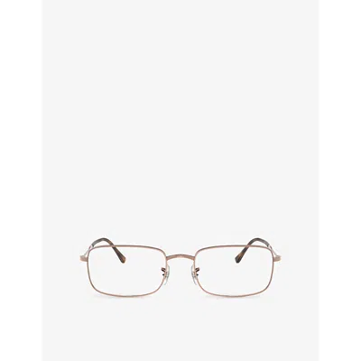 RAY BAN WOMENS BROWN RX3746V RECTANGULAR-FRAME METAL OPTICAL GLASSES