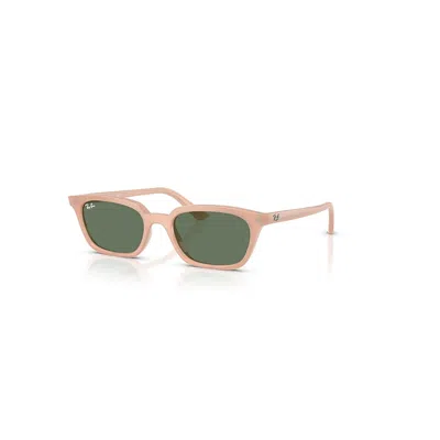 RAY BAN ZAYA BIO-BASED SONNENBRILLEN CLOUDY NATURAL ROSA FASSUNG GRÜN GLAS 53-19