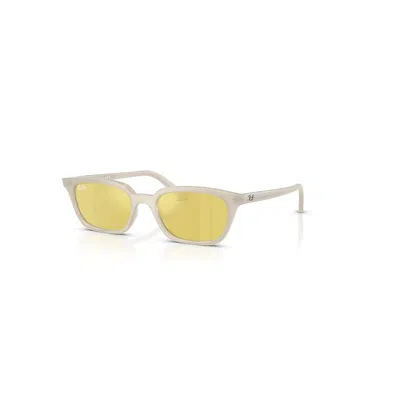 RAY BAN ZAYA BIO-BASED SONNENBRILLEN CLOUDY WARM WEISS FASSUNG GELB GLAS 50-19