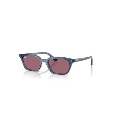 RAY BAN ZAYA BIO-BASED SONNENBRILLEN HELLBLAU FASSUNG VIOLETT GLAS 50-19