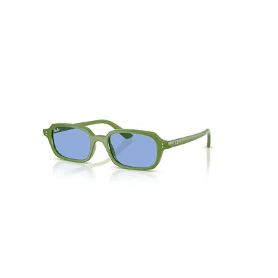 RAY BAN ZURI BIO-BASED SONNENBRILLEN CLOUDY JUNGLE GRÜN FASSUNG BLAU GLAS 52-19