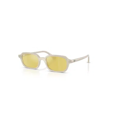 RAY BAN ZURI BIO-BASED SONNENBRILLEN CLOUDY WARM WEISS FASSUNG GELB GLAS 52-19