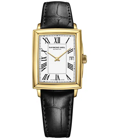 RAYMOND WEIL WOMEN'S SWISS TOCCATA BLACK CALF LEATHER STRAP WATCH 22.6X28.1MM