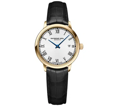 RAYMOND WEIL WOMEN'S SWISS TOCCATA BLACK LEATHER STRAP WATCH 29MM