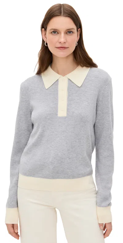 RE/DONE COLOR BLOCK POLO GREY WITH VINTAGE WHITE