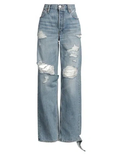 RE/DONE RE/DONE WOMAN JEANS BLUE SIZE 30 POLYESTER, COTTON