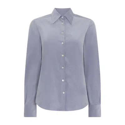 REALLY WILD CLOTHING WOMEN'S BLUE SPENCER STRETCH FINE CORDUROY SHIRT