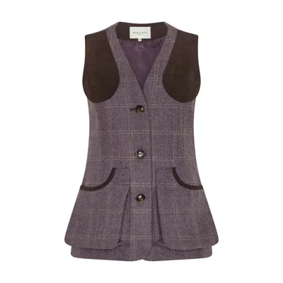 REALLY WILD CLOTHING WOMEN'S PURPLE WINDSOR TWEED COUNTRY WAISTCOAT