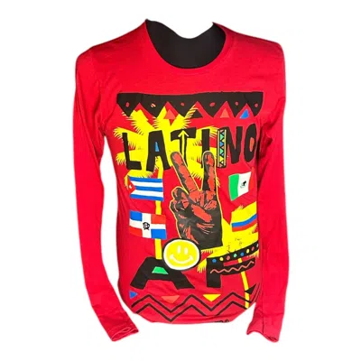 REASON MEN'S LATINO AF GRAPHIC TEE LONG SLEEVE IN RED