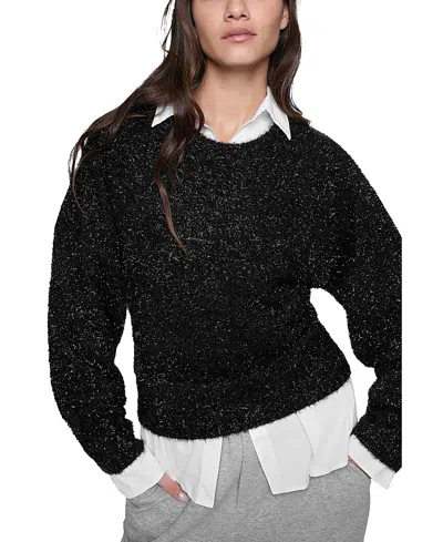 REBECCA MINKOFF HENLEY LUREX SWEATER