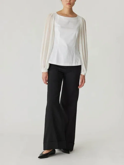 REBECCA TAYLOR REBECCA TAYLOR HEAVY COTTON CHINTZ BOAT NECK TOP