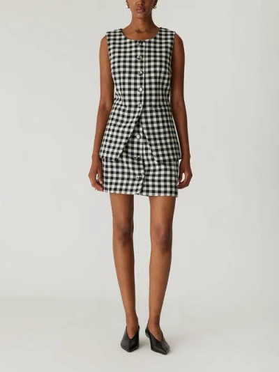 REBECCA TAYLOR REBECCA TAYLOR PHILIPPA CHECK BUTTON FRONT VEST