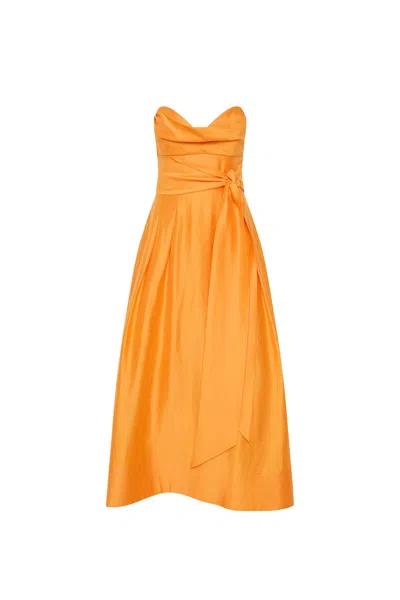 REBECCA VALLANCE CERA STRAPLESS MIDI DRESS