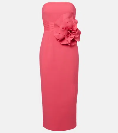 REBECCA VALLANCE FLORAL-APPLIQUÉ CRÊPE MIDI DRESS
